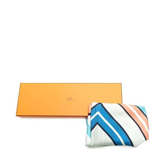 HERMES Blue Silk Scarf - Picture 7 of 7